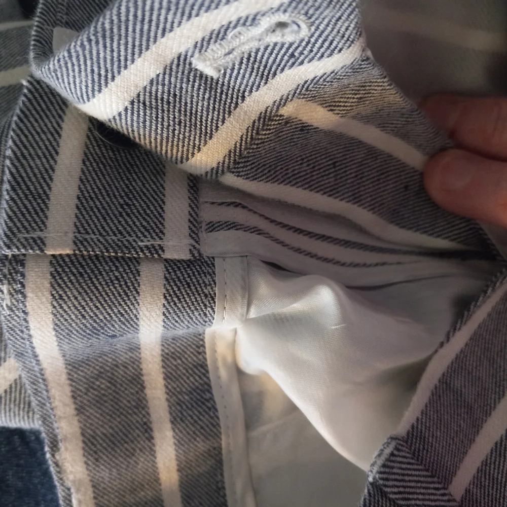 Banana Republic Avery Striped Gray/white Linen Blend Women's Pants 8